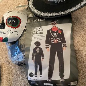 Music Legs. - Mens Day of the Dead Costume. SizeXL. 6 piece set.